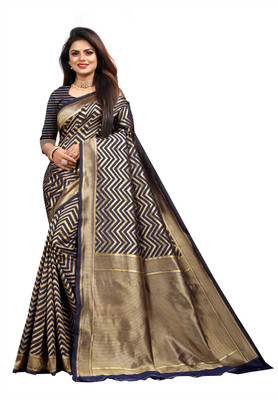 Vedant Vastram Woven Banarasi Silk Blend Saree(Blue)
