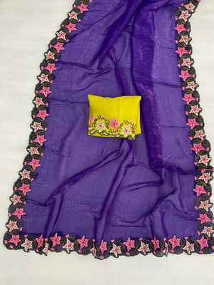 bhavika silk mills Embroidered Bollywood Georgette Saree(Purple)