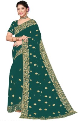 NIYANTAKSH Embroidered Bollywood Georgette Saree(Green)