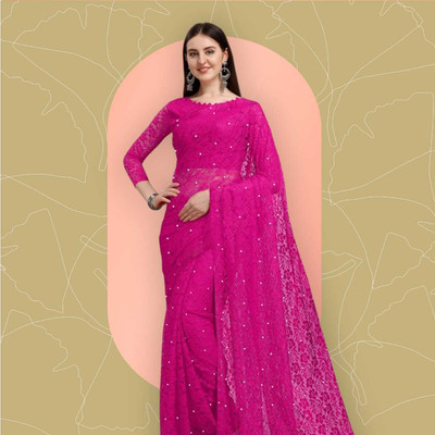 NORAFLEX Self Design Bollywood Net Saree(Pink)