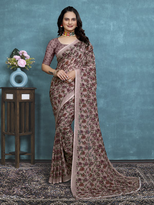 Kanooda Prints Printed Daily Wear Georgette Saree(Multicolor)