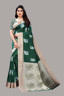 ANIRAV Printed Bollywood Art Silk Saree(Green)