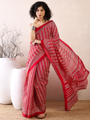 Divastri Printed Bollywood Silk Blend Saree(Red)