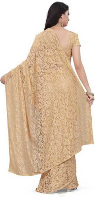 NEXA Self Design Bollywood Net Saree(Beige)