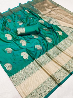 dhananjay creations Self Design Banarasi Art Silk Saree(Blue)