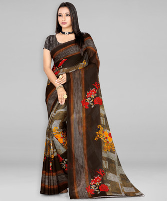 Leelavati Printed Daily Wear Georgette Saree(Brown)