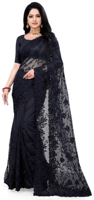 DEVKISONDESIGNER Self Design Bollywood Net Saree(Black)