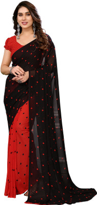 Moda Rapido Polka Print Daily Wear Georgette Saree(Red)