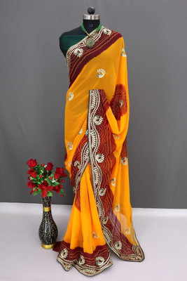 Pranjal Printed Bandhani Georgette Saree(Yellow)