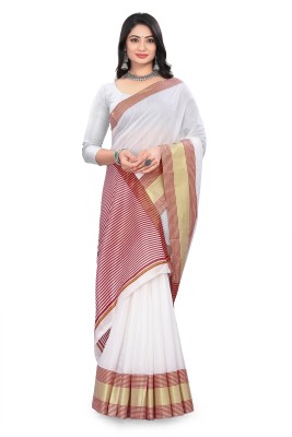 Loveitta Designer Woven Banarasi Tussar Silk, Cotton Blend Saree(Maroon)