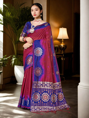 ANOUK Woven Mysore Chanderi Saree(Maroon)