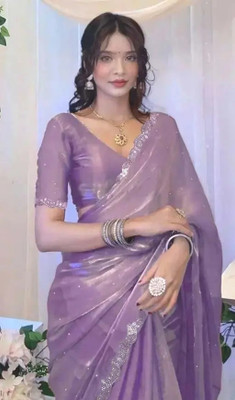PRISHA Self Design Bollywood Jimmy choo Saree(Purple)
