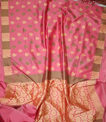 Aj Silk saree Woven Banarasi Art Silk Saree(Pink)