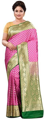 BongSaree Self Design Kanjivaram Handloom Pure Silk Saree(Pink)