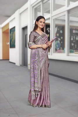 Feminista Printed, Solid/Plain Daily Wear Crepe Saree(Purple)
