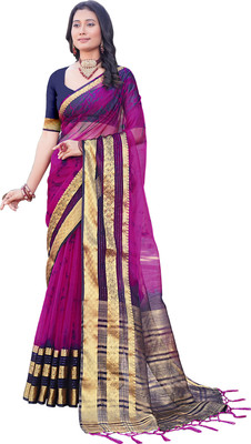Aarunika SBT Solid/Plain Bollywood Organza Saree(Purple)