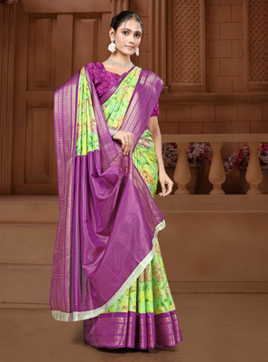 Rashmiwala Digital Print Bollywood Crepe Saree(Pink, Green)