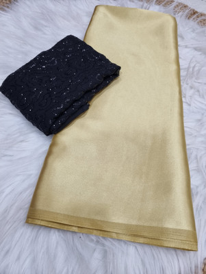 Arpita Fashion Self Design Bollywood Satin Saree(Gold)