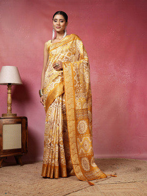 Meena Bazaar Printed Bollywood Art Silk Saree(Multicolor)