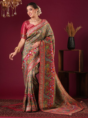 ANOUK Woven Banarasi Viscose Rayon Saree(Light Green)