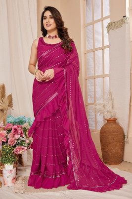 Panchvati NX Embroidered Bollywood Georgette Saree(Pink)
