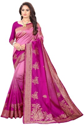 FENAL Woven Bollywood Jacquard Saree(Pink)