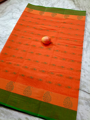 Maasaree Woven Tant Pure Cotton Saree(Orange)