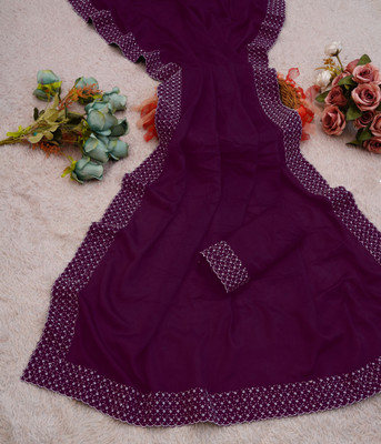 Queenhive Self Design Bollywood Georgette Saree(Dark Green)