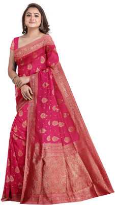 Ashopalav Sarees Self Design Kanjivaram Art Silk Saree(Pink)