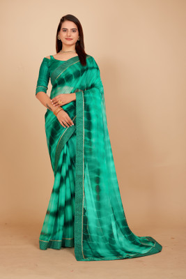 Aadishakti Faashion Embellished Bollywood Lycra Blend Saree(Light Blue)
