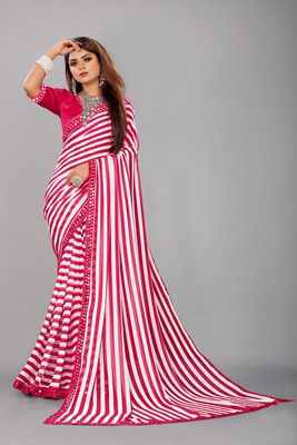 Flip The Style Printed Bollywood Georgette Saree(Pink)