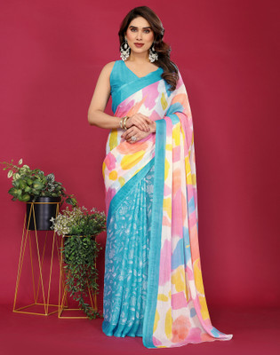 Divastri Printed Daily Wear Chiffon Saree(Multicolor)