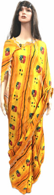 Raashreya Fashions Digital Print Bandhani Chiffon Saree(Yellow)