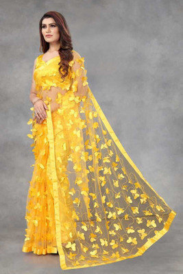 HouseOfCommon Printed Bollywood Georgette Saree(Yellow)