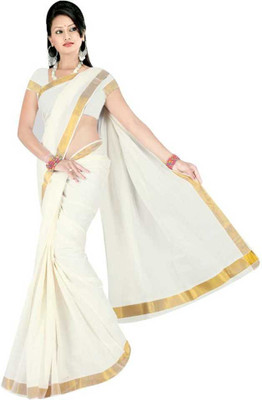 GUGALIYA FASHION Solid/Plain Kasavu Pure Cotton Saree(Multicolor)