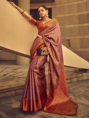 Divastri Woven Kanjivaram Silk Blend Saree(Purple)