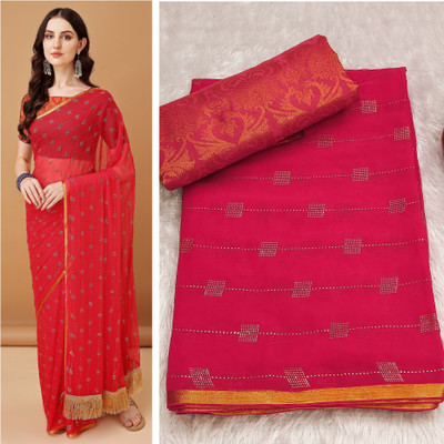DIVYASHAKTI FASHION Embellished Daily Wear Chiffon Saree(Pink)