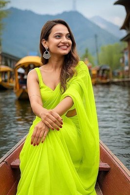 ROOP SUNDARI SAREES Solid/Plain Daily Wear Georgette Saree(Light Green)