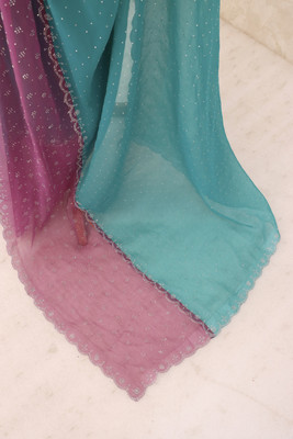 JENNYFEB Embellished Bollywood Organza Saree(Light Blue)