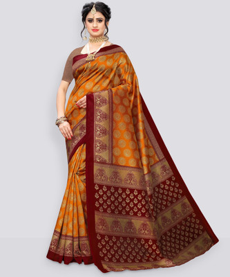 Moda Rapido Printed Daily Wear Art Silk Saree(Mustard)