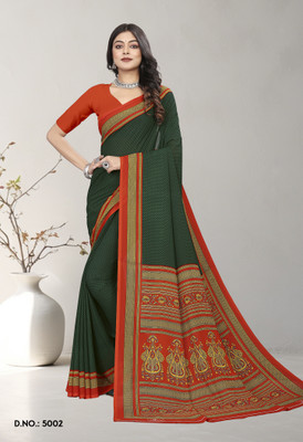 Novus Knitting Printed Bollywood Art Silk Saree(Green)