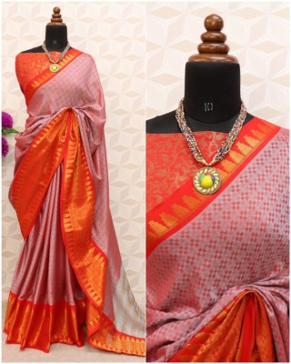 Hensi sarees shop Self Design Paithani Cotton Silk Saree(Beige)