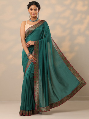 LIBAS Woven Daily Wear Silk Blend Saree(Blue)
