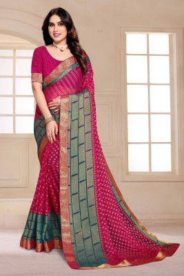 Divastri Floral Print, Printed Bollywood Brasso, Chiffon Saree(Magenta)