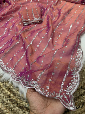 bhavika silk mills Embroidered Bollywood Georgette Saree(Pink)