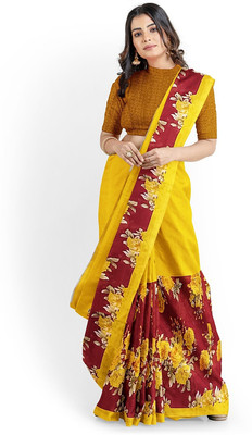 Saadhvi Printed Bandhani Georgette Saree(Brown)