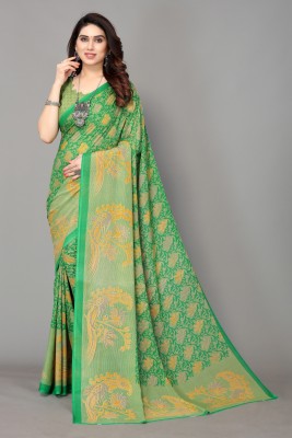 ANIRAV Printed, Digital Print Bollywood Georgette Saree(Green)