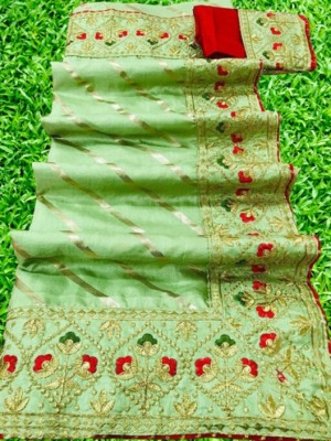 Crystallfashion Self Design Bollywood Art Silk Saree(Light Green)