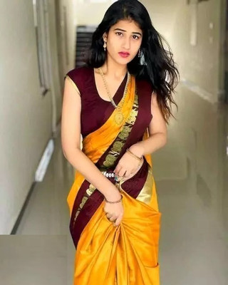 Vishal Creations Woven Banarasi Cotton Silk Saree(Orange)
