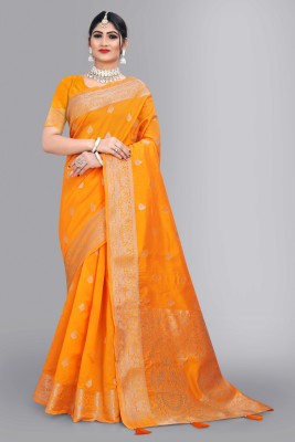 kahan Woven Daily Wear Tussar Silk Saree(Orange)